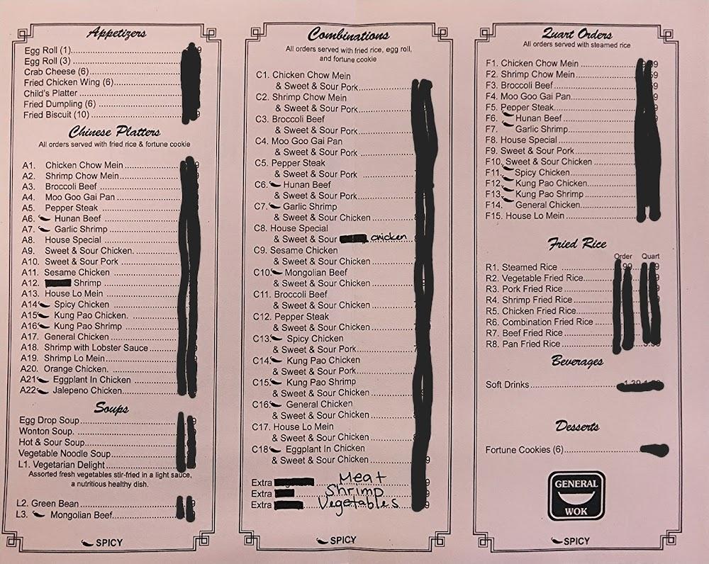 General Wok C8. House Special & Sweet & Sour Chicken Combo